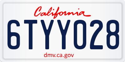 CA license plate 6TYY028