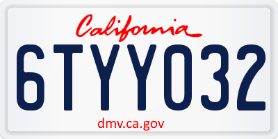 CA license plate 6TYY032