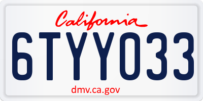 CA license plate 6TYY033