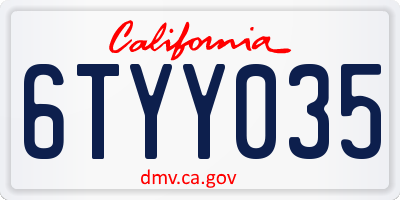 CA license plate 6TYY035