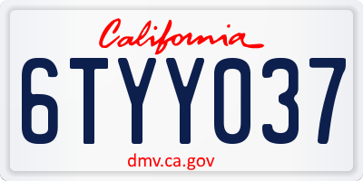 CA license plate 6TYY037