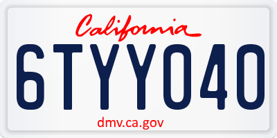 CA license plate 6TYY040