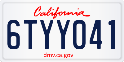 CA license plate 6TYY041
