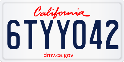 CA license plate 6TYY042