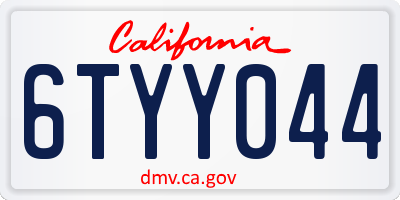 CA license plate 6TYY044