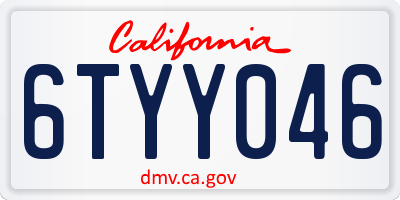 CA license plate 6TYY046