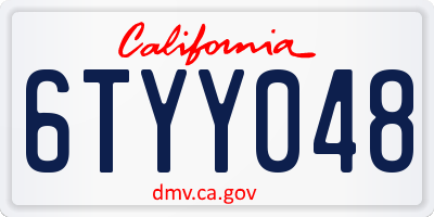 CA license plate 6TYY048