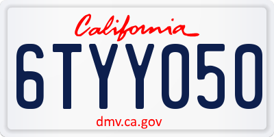 CA license plate 6TYY050