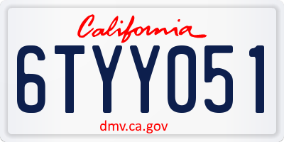 CA license plate 6TYY051