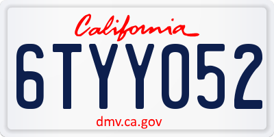 CA license plate 6TYY052