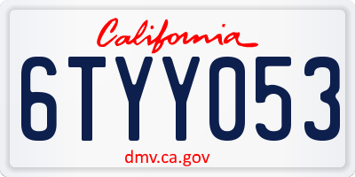 CA license plate 6TYY053