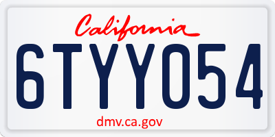 CA license plate 6TYY054