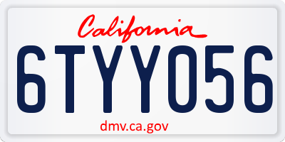 CA license plate 6TYY056