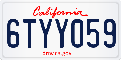 CA license plate 6TYY059