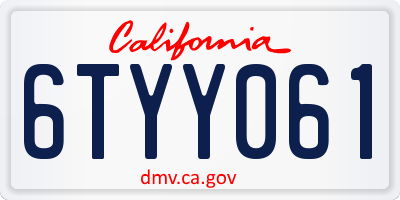CA license plate 6TYY061