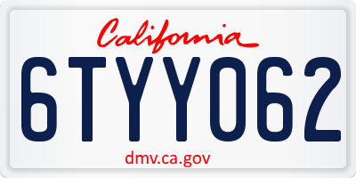 CA license plate 6TYY062