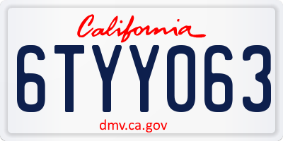 CA license plate 6TYY063