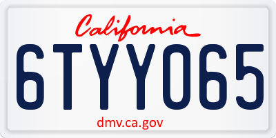 CA license plate 6TYY065