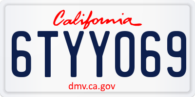 CA license plate 6TYY069