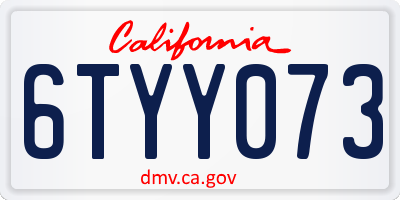 CA license plate 6TYY073