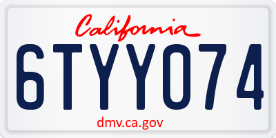 CA license plate 6TYY074