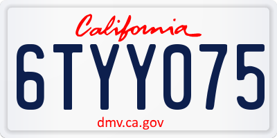 CA license plate 6TYY075