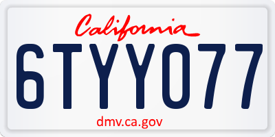 CA license plate 6TYY077