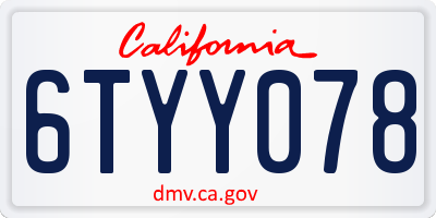 CA license plate 6TYY078