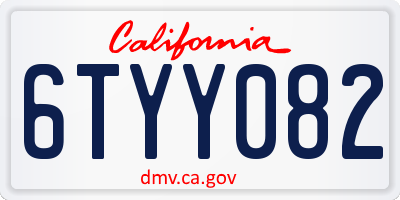 CA license plate 6TYY082