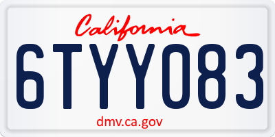 CA license plate 6TYY083