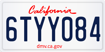 CA license plate 6TYY084