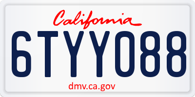 CA license plate 6TYY088