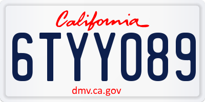 CA license plate 6TYY089
