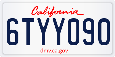 CA license plate 6TYY090