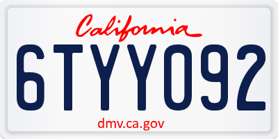 CA license plate 6TYY092