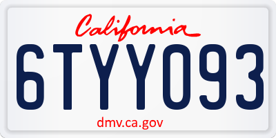 CA license plate 6TYY093