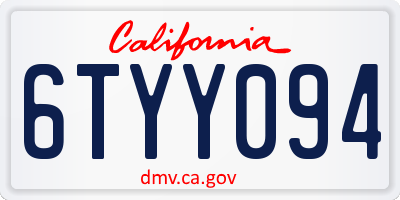 CA license plate 6TYY094