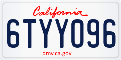 CA license plate 6TYY096