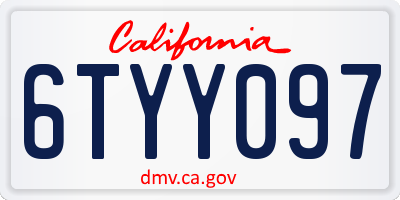 CA license plate 6TYY097