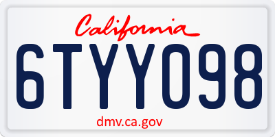 CA license plate 6TYY098