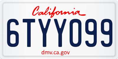 CA license plate 6TYY099