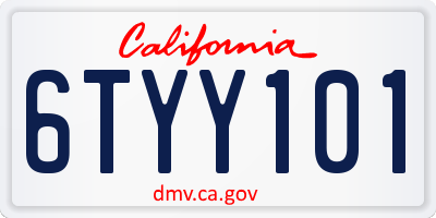 CA license plate 6TYY101
