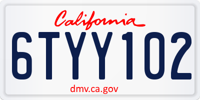 CA license plate 6TYY102