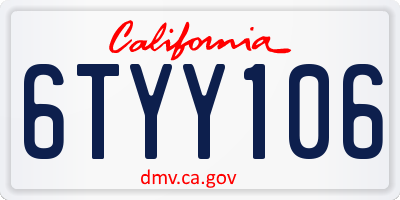 CA license plate 6TYY106