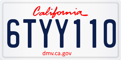 CA license plate 6TYY110