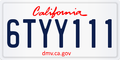 CA license plate 6TYY111