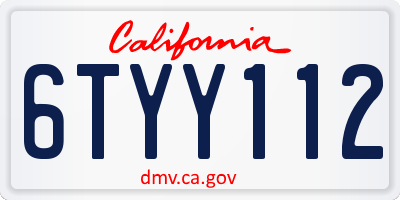 CA license plate 6TYY112