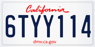 CA license plate 6TYY114