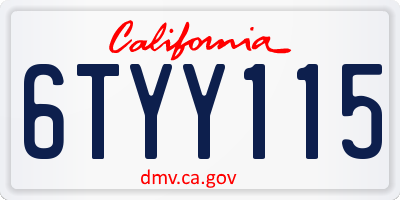 CA license plate 6TYY115