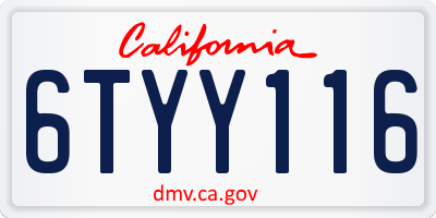 CA license plate 6TYY116